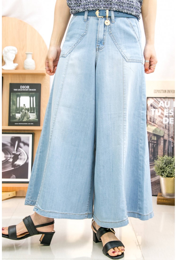 2315-1045 - 線條感 -洗水 ‧ 牛仔裙褲 (韓國)  